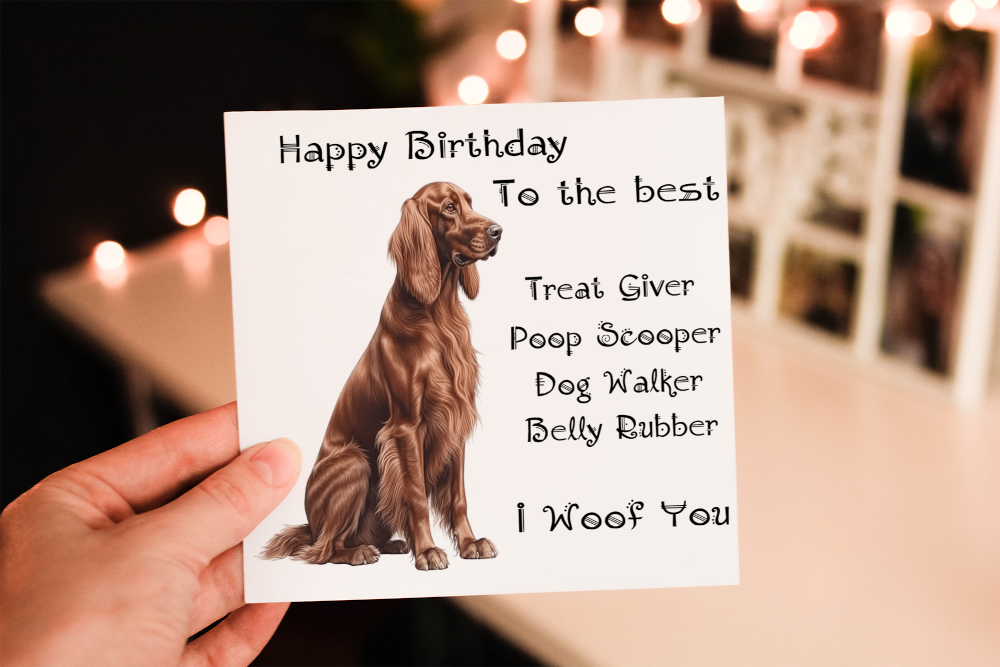 Irish Setter Dog Birthday Card, Dog Birthday Card